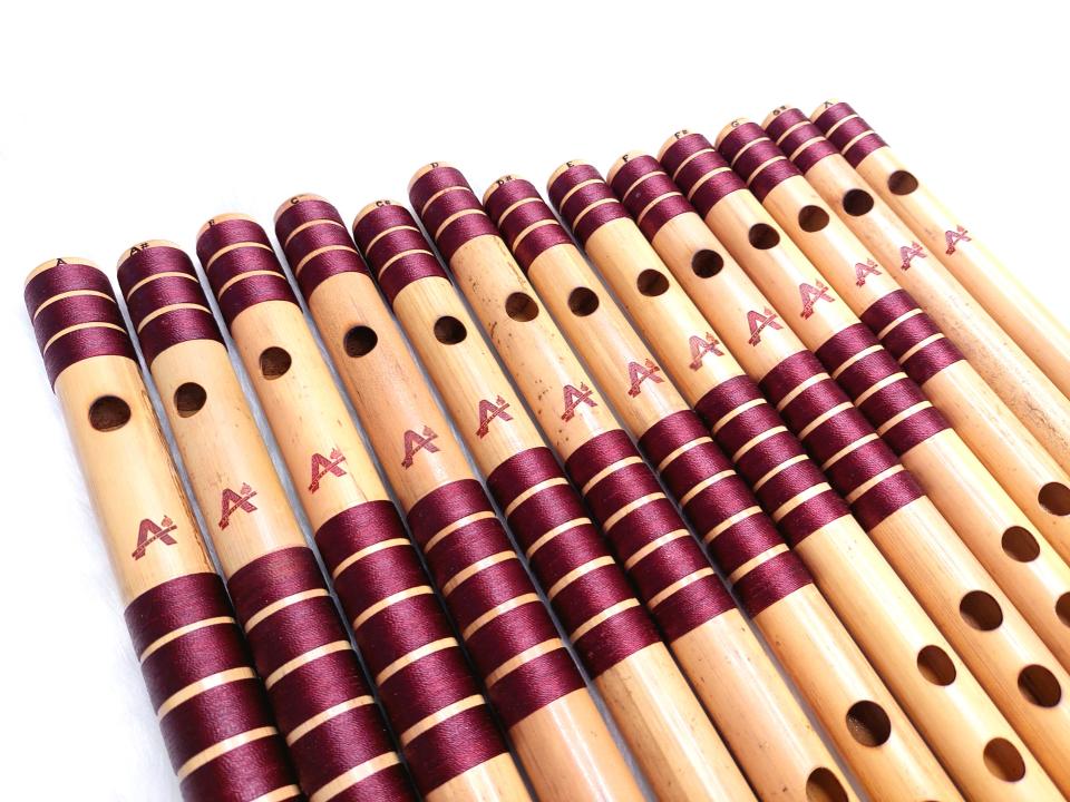 13 Indian Bamboo Flutes Set (A Natural Base to A Natural Middle)